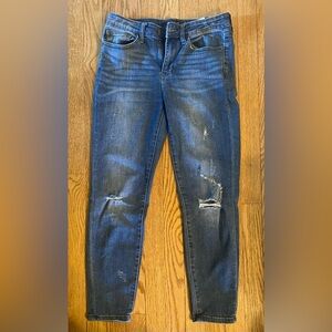 Adelene Mid Rise Girlfriend Cuffed Distressed Jean